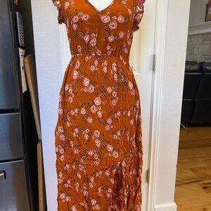 Floral Orange Maxi Dress